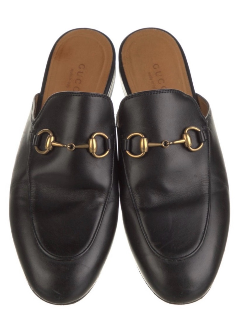 Gucci Black Leather Horsebit Slip-On Loafers with Gold Hardware